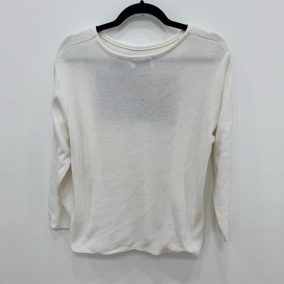 Vintage white Stag Flag Americana patriotic top three-quarter length sleeves - Picture 2 of 4